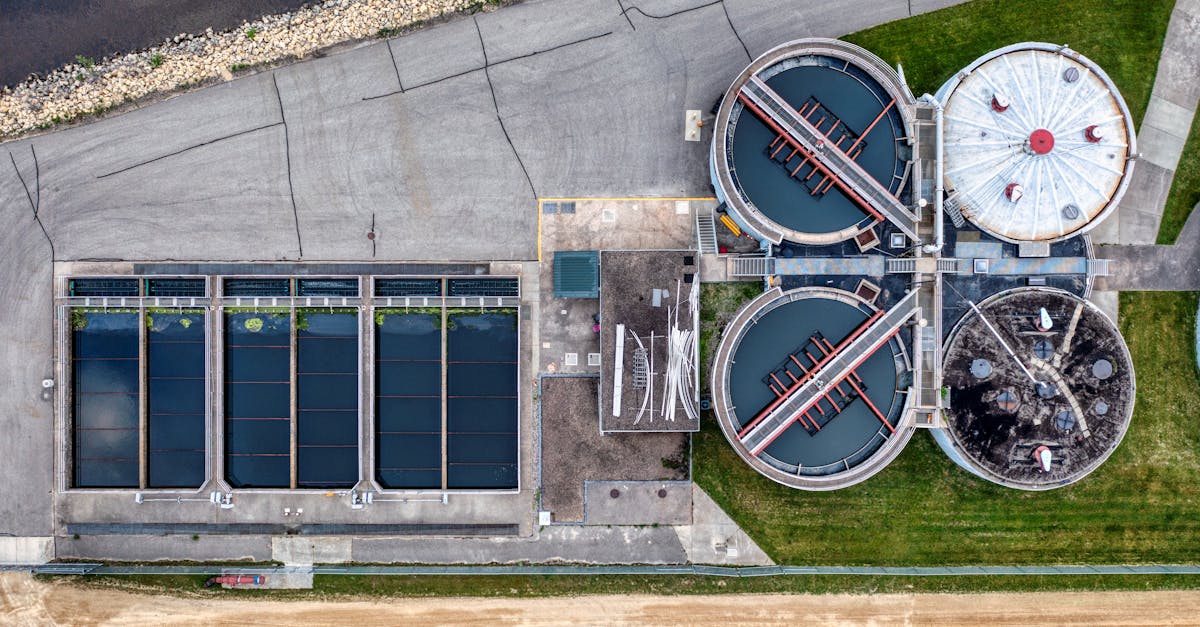 A comprehensive aerial perspective of a water treatment plant in Red Wing, Minnesota.