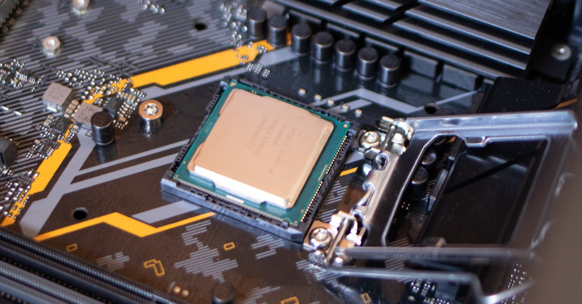 Detailed view of a motherboard with an exposed CPU, showcasing technology components.